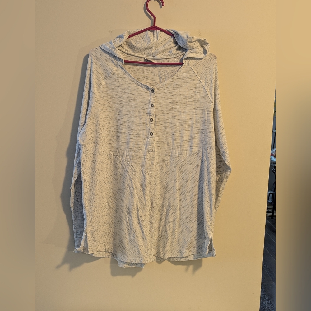 Columbia Lightweight hoodie. Heather Gray Size XL. Henley Style Button Down.
